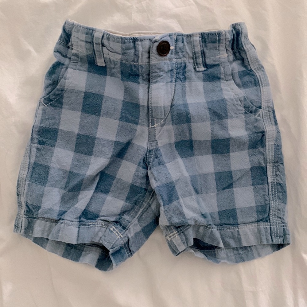 Baby Gap boys blue check chambray shorts